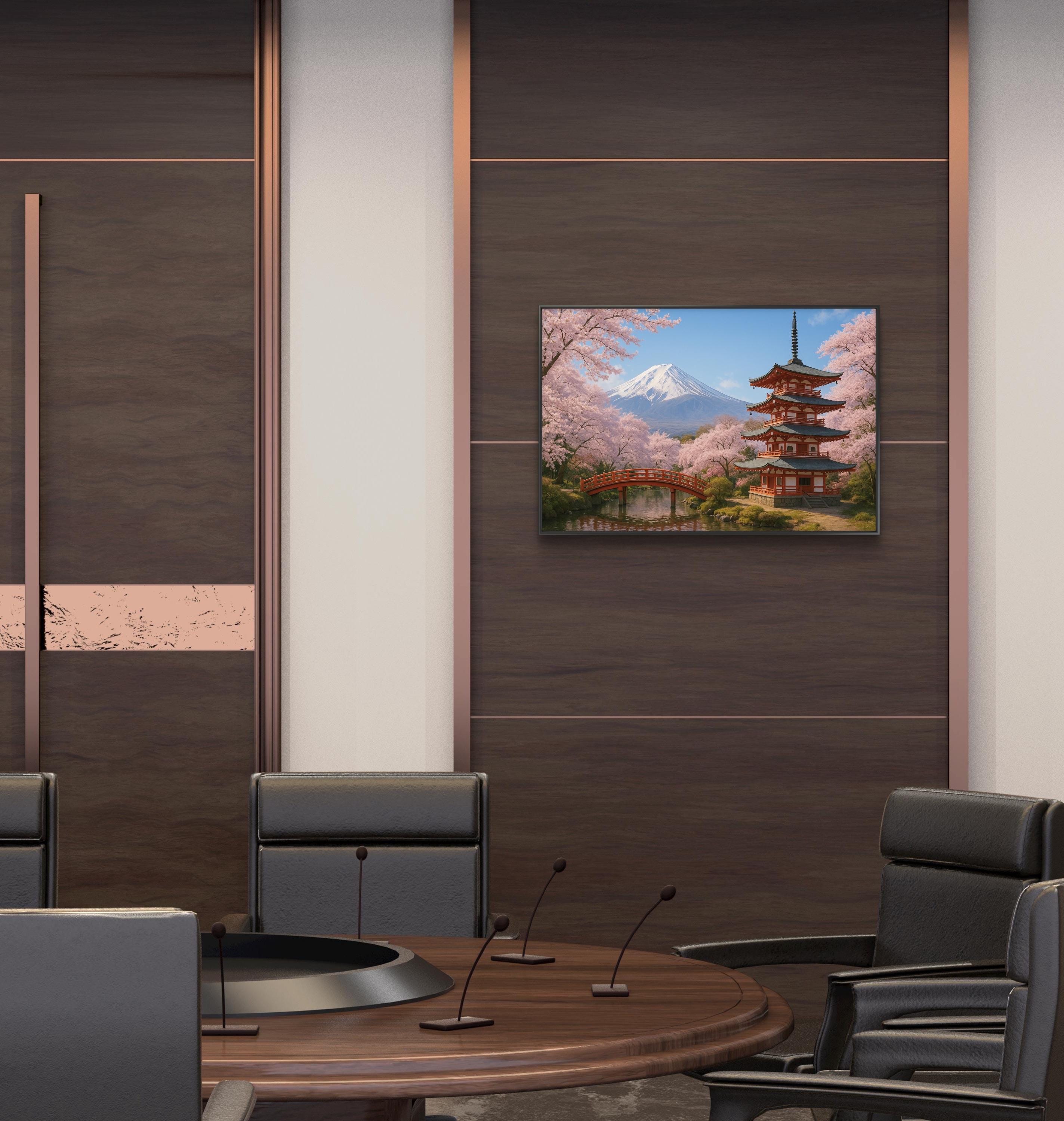 Framed Cherry Blossom Canvas Print: Japanese Landscape Wall Art - Etsy