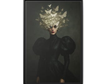 Butterfly Art Print: Vogue Style Framed Matte Canvas - Elegant Wall Decor