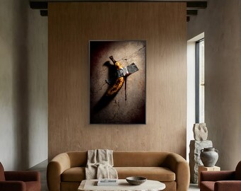 Duct-taped Banana Wall Art Matte Canvas, Framed | Surreal Dark