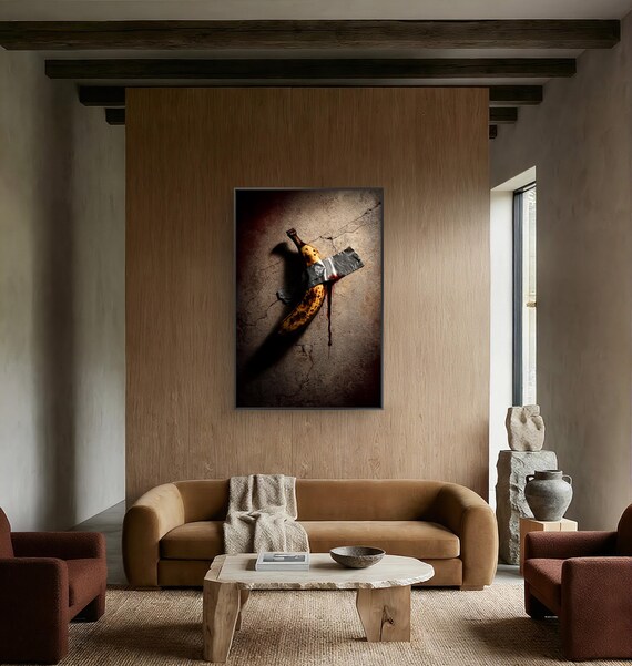 Duct-taped Banana Wall Art Matte Canvas, Framed | Surreal Dark