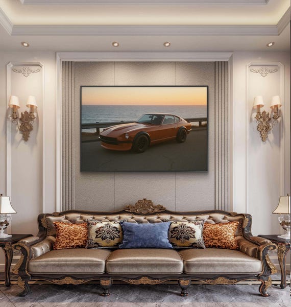 インテリア木製看板DATSUN検)アドバタイジングガレージ240ZUSA60s Vintage Datsun 240Z Sunset Print Canvas Framed | Matte Wall Art - Etsy