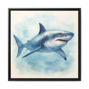 Framed Shark Art Print, Nautical Wall Decor for Ocean Lovers, Home Decoration, Shark Lover Gift, Beach House Wall Art