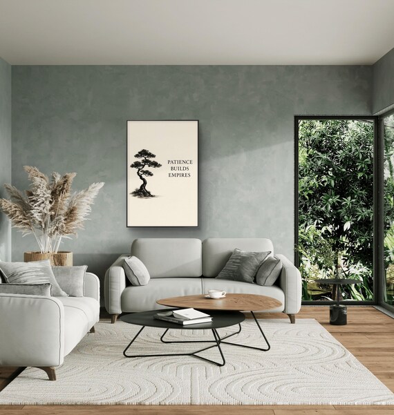 Zen Tree Canvas Print, Patience Builds Empires, Motivational Wall
