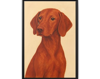 Impresión de arte de retrato de Vizsla enmarcado, regalo para amantes de las mascotas