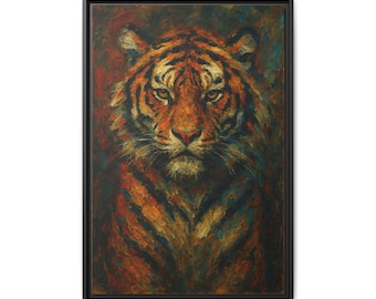Vibrant Tiger Framed Canvas Art Print: Jungle Wall Decor