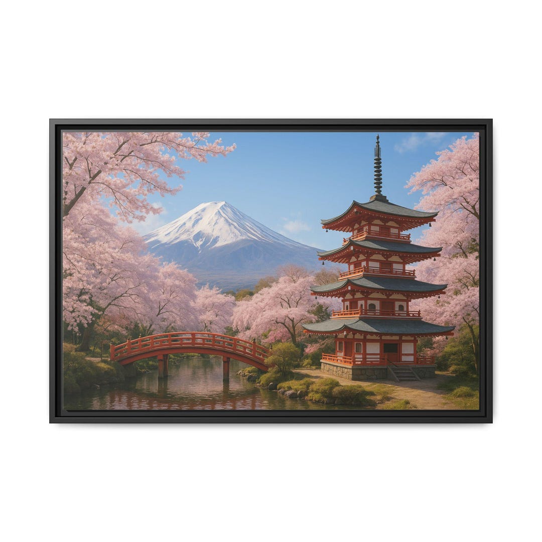 Framed Cherry Blossom Canvas Print: Japanese Landscape Wall Art - Etsy