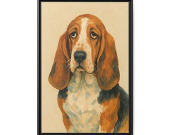 額入りバセットハウンドキャンバスアート、犬好きへのギフト - Etsy 日本