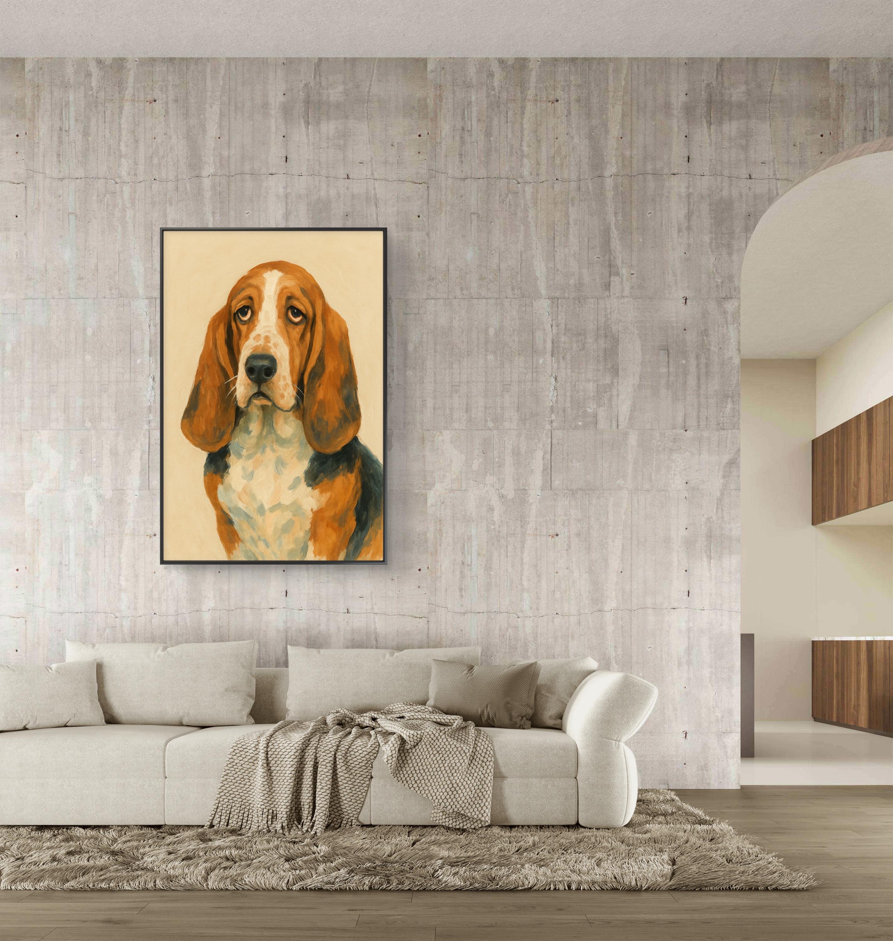 額入りバセットハウンドキャンバスアート、犬好きへのギフト - Etsy 日本