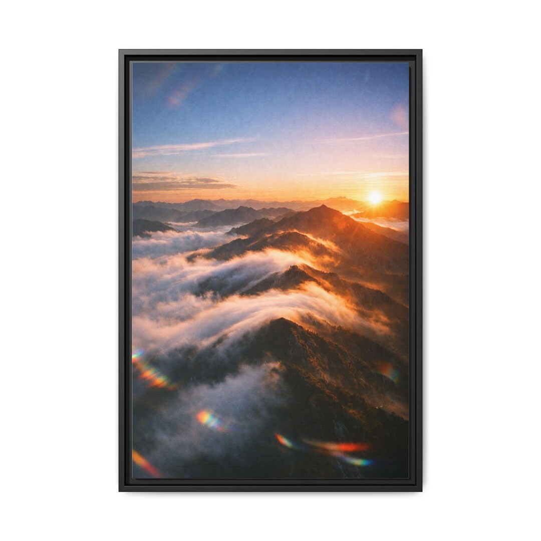 Sunrise Mountain Clouds Matte Canvas Framed | Landscape Wall Art - Etsy