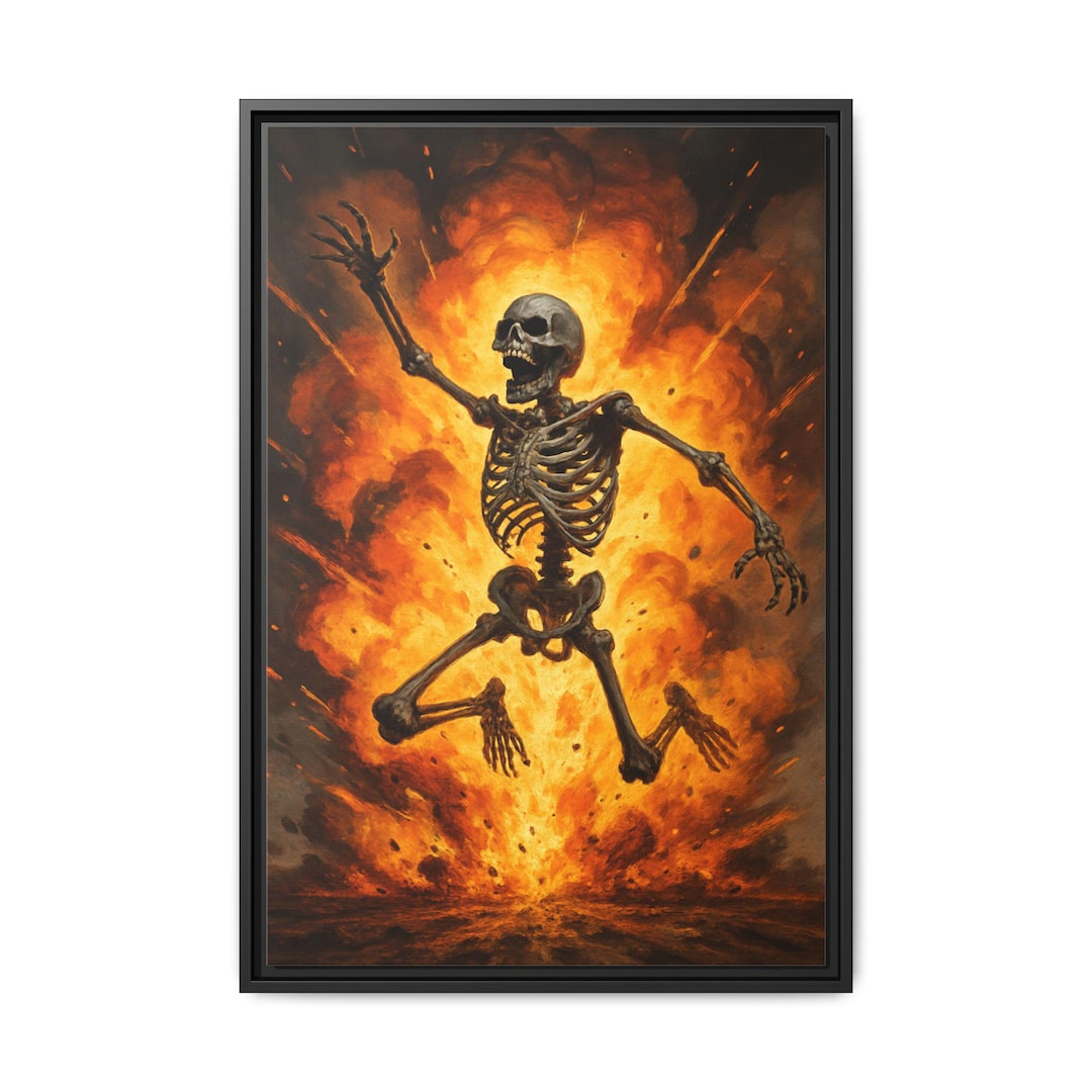 Skeleton Explosion Framed Art Print: Spooky Halloween Wall Decor - Etsy