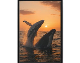 Ozean Sonnenuntergang Wal Druck auf Leinwand: Nautische Wanddeko