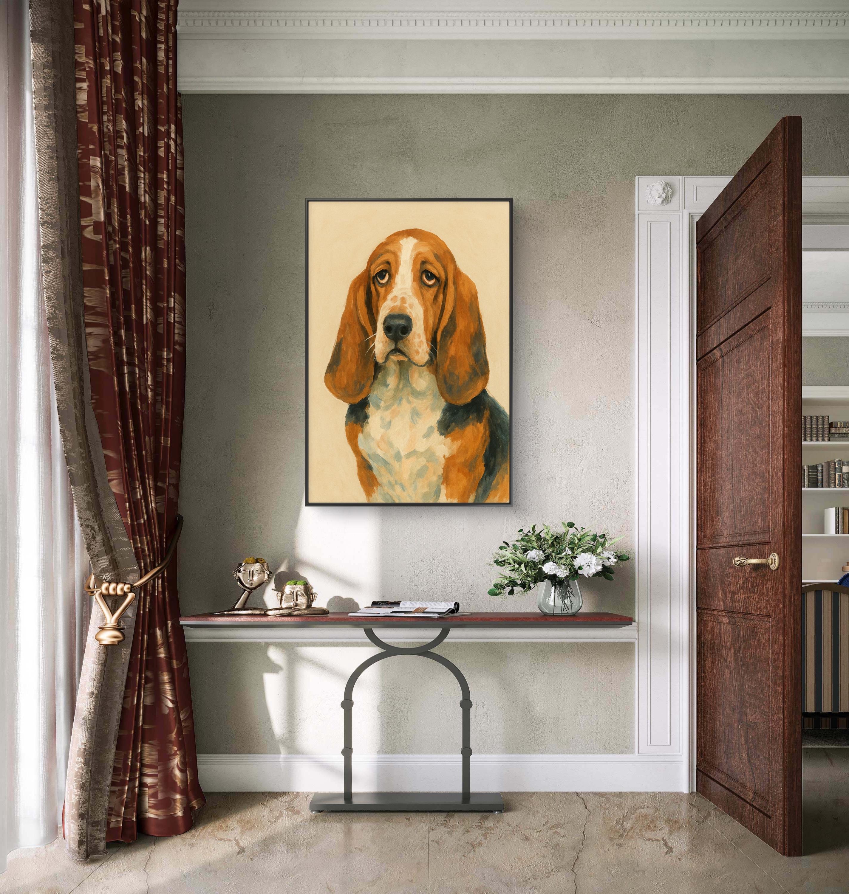 額入りバセットハウンドキャンバスアート、犬好きへのギフト - Etsy 日本