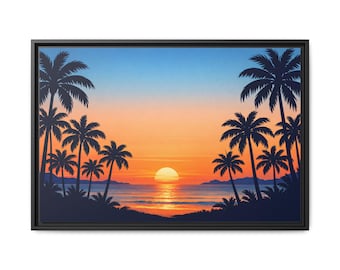 Tropischer Sonnenuntergang Palmen Leinwand