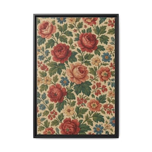 Floral Framed Canvas Art: Vintage Botanical Wall Decor