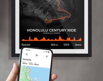 Custom Cycling/Running Map Art (Dark): Personalized Strava Route Poster (Digital Download)