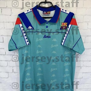 Barcelona FC Jersey 1992 1995 Retro Football Vintage Shirt Trikot Away Blue Blokecore Y2k Spain Kit 1993 Camiseta Sport Club Barca 1994