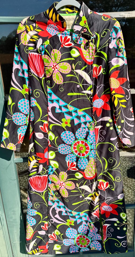 Vintage Dynasty I Magnin Vibrant Chinese Inspired Maxi Dress Hong Kong M View 3