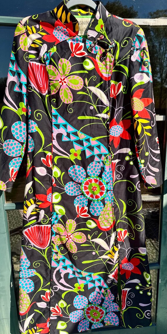Vintage Dynasty I Magnin Vibrant Chinese Inspired Maxi Dress Hong Kong M View 6
