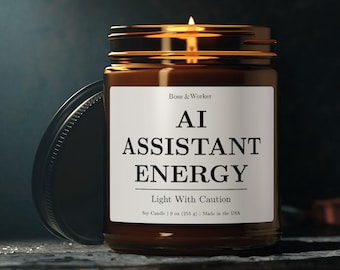 AI Assistant Energy Candle For AI Strategist, Prompt Engineer, Automation Specialist in 4oz/9oz