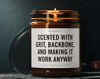 Construction Worker Candle, Grit Backbone Soy Candle (9oz/4oz)
