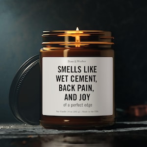 Wet Cement Scented Candle, Gift for Construction Worker (4oz/9oz)