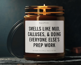 Construction Worker Candle, Laborer Gift, Mud Calluses Prep Work Soy Candle