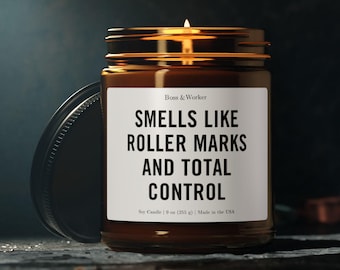 Smells Like Roller Marks and Total Control Candle for Painter in 4oz/9oz Amber