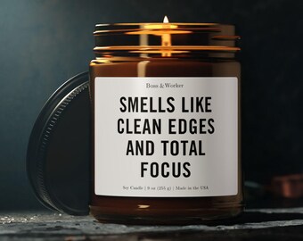 Smells Like Clean Edges and Total Focus Candle for Painter in 4oz/9oz Amber