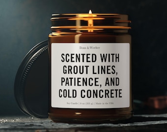 Soy Candle for Tile Setter, Flooring Installer, Grout Lines, Patience (9 oz)