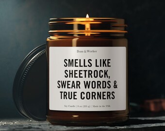Sheetrock Swear Words Candle, Drywall Installer Gift, True Corners Soy Candle (9 oz)