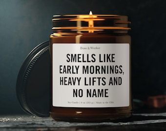 Construction Worker Candle, Early Mornings Heavy Lifts Scent, Soy Wax (9 oz)