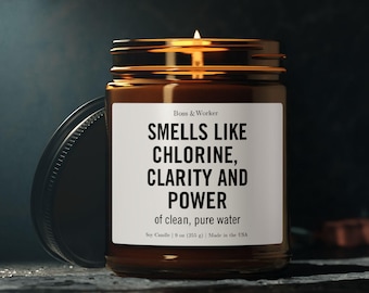 Chlorine Scented Soy Candle: Gift for Water Treatment Worker