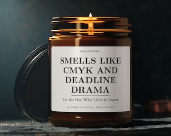 Smells Like CMYK and Deadline Drama Candle for Graphic Designer, UX/UI Designer