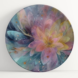 Plate with Abstract Floral Design Art: Modern Unbreakable Indoor/Outdoor Dinnerware - 104