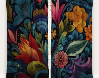 Abstract Floral Design Window Curtain: Blackout Drapes, 50x84 - 111