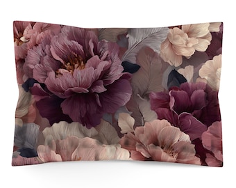 Pillow Sham with Abstract Floral Design: Cotton or Polyester, Standard or King Bedding - 117