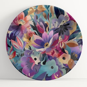 Plate with Abstract Floral Design Art: Modern Unbreakable Indoor/Outdoor Dinnerware - 105