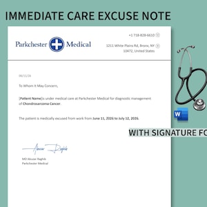 Plantilla editable de justificante médico (Word, PDF, Google Docs)
