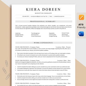 ATS Friendly Resume Template for , Word and Pages Resume, ATS Compatible Resume Template, Professional Executive Resume Template