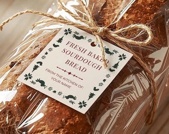 Homemade Bread Tag Editable Canva Template, Cottagecore Baked Bread Label Minimalist Hang Tag
