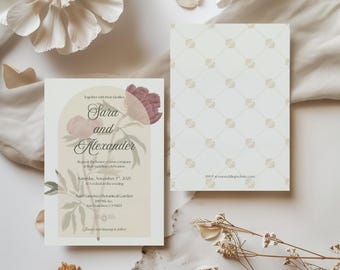 French Floral Garden Wedding Invitation Editable Canva Template Classic Victorian Wedding Invite Rustic Wedding Theme Digital Download