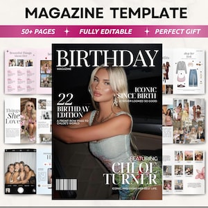 Birthday Magazine Template | Personalized Custom Birthday Gift For Best Friend | Editable Canva Magazine | Bestie or Sister Keepsake Gift image 1