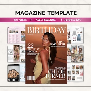 Editable Birthday Magazine Template | Custom Bestie or Sister Keepsake (Digital Download)