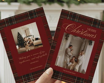 Ralph Lauren Inspired Christmas Card Template, Editable Christmas Card Printable, Family Photo Collage, Digital Download