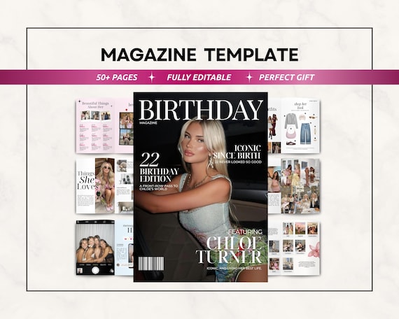 Birthday Magazine Template | Personalized Custom Birthday Gift For Best Friend | Editable Canva Magazine | Bestie or Sister Keepsake Gift