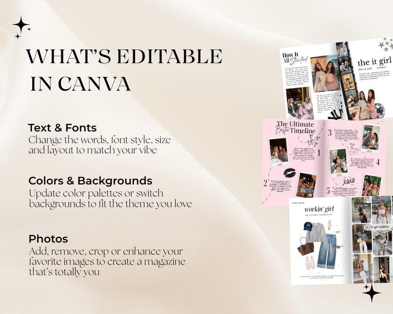 Plantilla de revista de cumpleaños / Regalo de cumpleaños personalizado para la mejor amiga / Revista estilo Vogue / Regalos editables / Recuerdo para la mejor amiga imagen 7