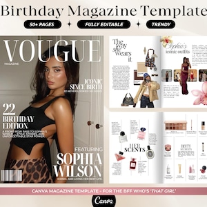Custom Birthday Magazine Template | Personalized Birthday Gift For Best Friend | Vogue Style Magazine | Editable Gifts | Bestie Keepsake