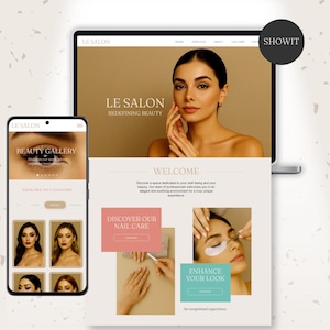 Showit Website Template for Beauty Salons & Spas | Luxury Esthetician Web Design | Responsive Minimalist Template | Built by Full Stack Dev