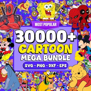 30 000+ tecknade megapaket SVG PNG (digital nedladdning)