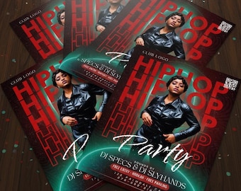 Szablon ulotki na imprezę hiphopową: edytowalne zaproszenie na imprezę DJ-ską (do pobrania cyfrowego)